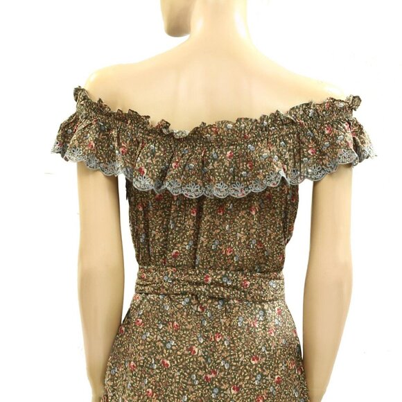 Sézane Kiwi Jumpsuit Romper Dress Floral Eyelet Embroidered Ruffle S-36 278086 - Picture 8 of 9